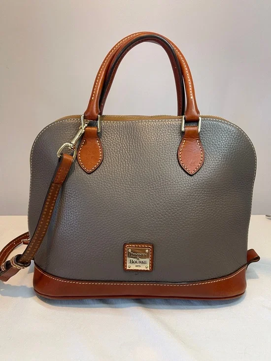 Dooney & Bourke Pebble Grain Zip Zip Satchel Grey - Picture 1 of 13